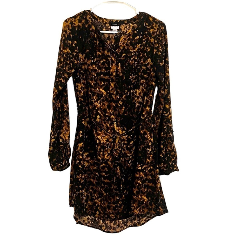 2/$15 Merona - Black Tan Abstract Long Sleeve Mini Dress XS